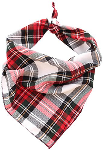 Pet Pooch Boutique Alfies Plaid Bandana for Dog, Medium/Large, Red