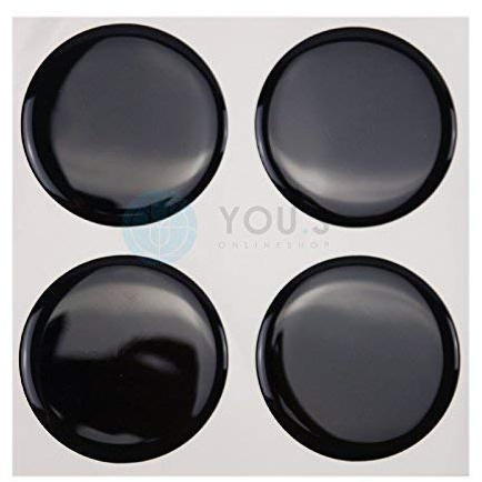 4 x Nabenkappen Silikon Aufkleber 55,0 mm - schwarz Emblem Selbstklebend