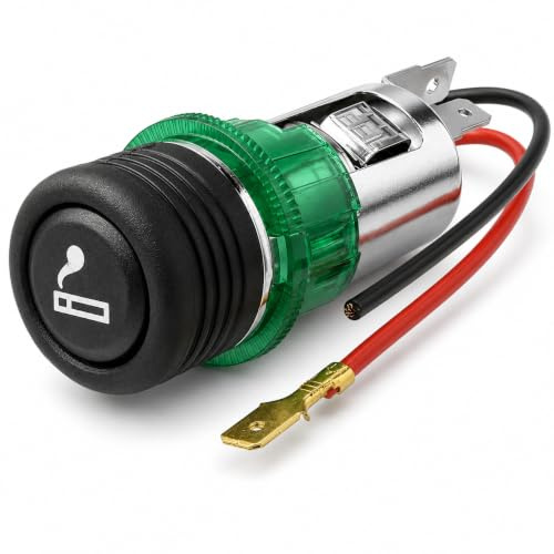 Topolenashop Kit Accendisigari Universale Auto 12V con Presa Illuminata e Accendino Incluso – Montaggio a Incasso Ø28-29 mm per Cruscotto Auto, Camper e Furgoni