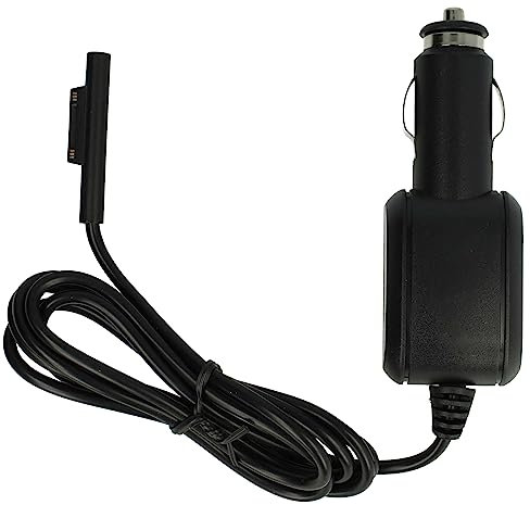 vhbw Cable de Carga para el Coche Compatible con Microsoft Surface Pro 4, Laptop Go, Pro 3, Laptop 4, Laptop 3, Laptop 2 Tablet - Cargador 12 V Negro