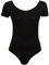 Candid Styles Womens Cap Sleeve Bodysuit Ladies Short Sleeve Stretch Fitted Leotard Top 8-14 Black 12-14