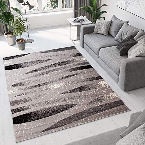 TAPISO Dream Teppich Wohnzimmer Kurzflor Modern Grau Hellgrau Streifen Linien Meliert Design Schlafzimmer Esszimmer Küche ÖKOTEX 300 x 400 cm