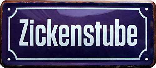 WOGEKA ART Retro Blechschild - Zickenstube Mädchen Zimmer - witziger Spruch als Geschenk-Idee zum Geburtstag Weihnachten zur Dekoration 28x12 cm Vintage-Design aus Metall 1132