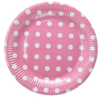 OISE ART STORE Trade Shop - Set 48 Pezzi Piatti Carta 23 Cm Rosa Pois Matrimonio Nascita Battesimo Feste