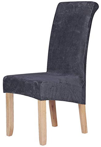 Homaxy Samt Stuhl Deckt Satz von 4, Stretch Esszimmer Stuhl Deckt, Spandex Plüsch Stuhl Decken Große Esszimmer Stuhl Protector (dunkelgrau)