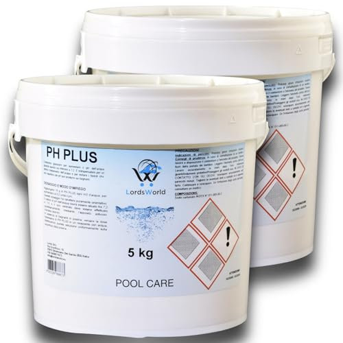 LordsWorld Pool Care - pH Più Granulare per Piscina Fuori Terra, Interrata Spa e Jacuzzi - Correttore e Stabilizzatore pH - Adatto a Regolatore Ph Piscina Automatico e Piscine Acqua e Sale (10Kg)