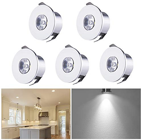 Audor LED Einbaustrahler 5er Set, 1W LED Deckenstrahler Schwenkbar COB Deckenspots Einbauleuchte Aluminium Spots LED Set Kaltweiss für Weinschrank/Schrank/Küche/Wohnzimmer [Energieklasse A+++]
