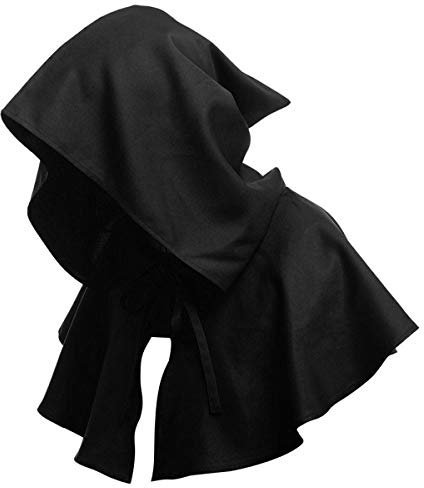 Fsskgx Unisex Mittelalter Kurzhaube Kapuzenmantel Halloween Poncho Cosplay Kostüm für Herren & Damen (Schwarz, Einheitsgröße)