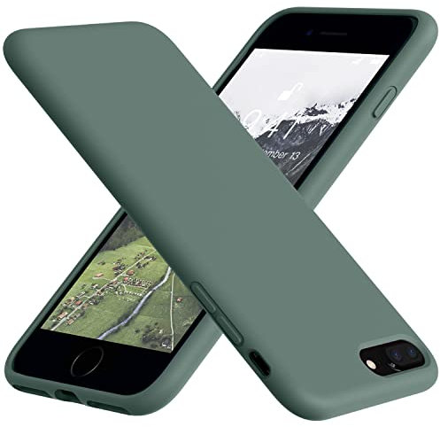 Vooii for iPhone 8 Plus Case, iPhone 7 Plus Case, Soft Silicone Gel Rubber Bumper Case Microfiber Lining Hard Shell Shockproof Full-Body Protective Case Cover for iPhone 7 Plus /8 Plus - Pine Green