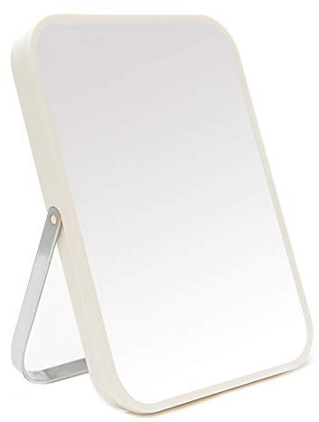 YEAKE Tisch-Schminkspiegel mit Metallständer, 20 cm (8 Zoll) – Tragbarer Klappspiegel mit 90-Grad-Verstellbarkeit, Für Reise und Badezimmer (Dusche/Rasur geeignet) – Weiß