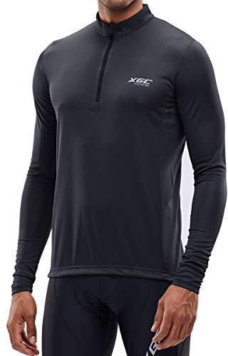 Herren Kurzarm/Langarm Radtrikot Fahrradtrikot Radshirt Fahrradshirts Fahrradbekleidung für Männer mit Elastische Atmungsaktive Schnell Trocknen Stoff (039 Black, XXXL)