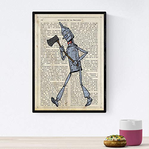 Nacnic Poster Blechmann mit Ax von Zauberer von Oz. Vintage Stil Poster von Musiker, Schauspieler, Erfinder... Größe A4