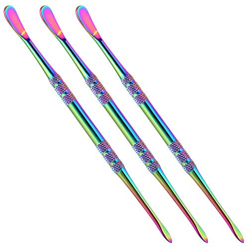 Mwoot 3 pieces Wax Carving Tool, Stainless Steel Wax Tool, Sculpting Tool Spoon, Soap Or Clay Carving Tool Hobbies kit, nail Gel Stir picker tool (Rainbow)