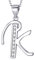 MASADA 925 Silber Buchstaben-Halskette - Initialen-Anhänger mit Zirkonia-Steinen - Buchstabe K - 46 cm Kette mit Samtbeutel