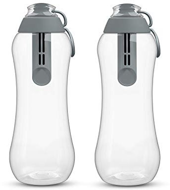 PearlCo - Zwei Trinkflaschen SOFT mit Filter 0,7 Liter (grau) | Wasserflasche BPA-Frei | Schule, Sport, Wasser, Unterwegs