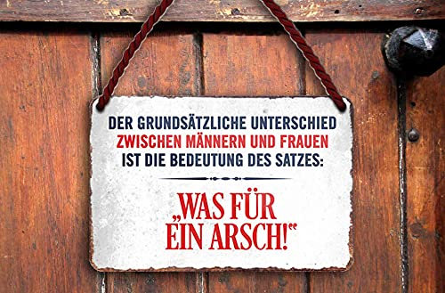 schilderkreis24 – Blechschild Lustiger Spruch “Der Grundsätzliche Unterschied. was für Arsch“ Deko Vintage Humor Retro Geschenkidee Geburtstag Weihnachten Mann Frau 18x12 cm