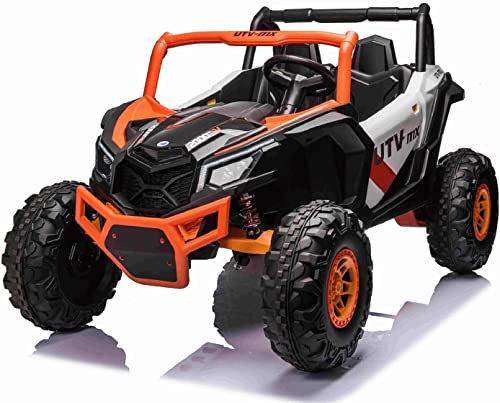 2021 Upgraded Renegade UTV-MX Buggy 24V 4WD 2 Seat Electric Ride On - Orange | Outdoor Toys | 2.4G Parental Remote, Pedal Operation, 4 Wheel Suspension, Music and Light