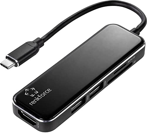 Renkforce RF-HUB-210 USB-Kombi-Hub mit Aluminiumgehaeuse Black