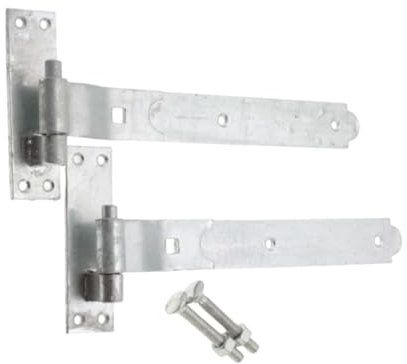 Robuste Scharniere für Scheunenschuppen, Türhaken & Band T-Scharniere gekröpft & gerade – Zink (2 x 30,5 cm Haken & Band Scharnier – gekröpft)