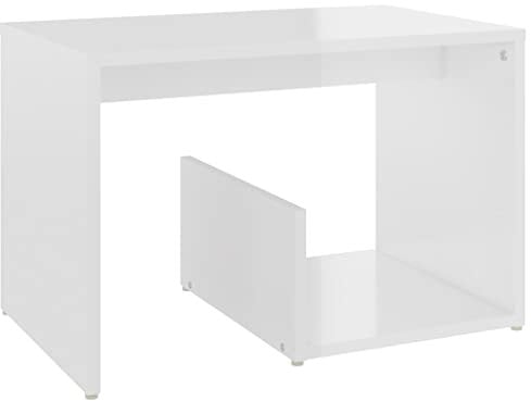 vidaXL Beistelltisch Couchtisch Wohnzimmertisch Sofatisch Kaffeetisch Teetisch Tisch Wohnzimmer Zeitungsständer Hochglanz-Weiß 59x36x38cm Holzwerkstoff