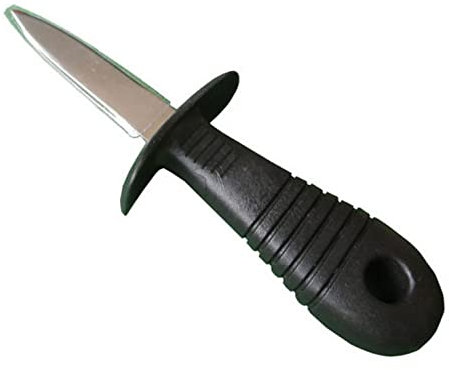 Bayli Austernmesser mit Öse zum Aufhängen | Messer für Meeresfrüchte | praktischer Austernöffner | Muschelöffner aus Edelstahl mit Griff aus Kunststoff | Austernbrecher mit Fingerschutz