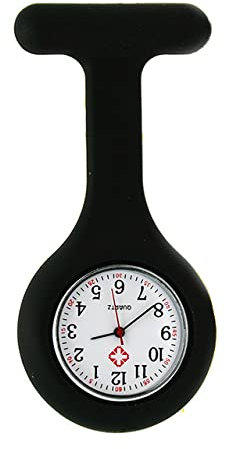 La Boutique Des Infirmières TOPSTUFF - Montre pour Blouse Infirmière Montre Silicone avec Broche pour Infirmières et à Tout Autre Professionnel de la Santé (Noir)
