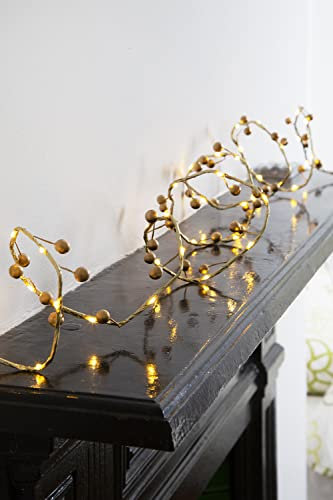 Talking Tables Gold Berry LED String Lights Battery Powered - 2m | Christmas Table Decorations, Fireplace, Mantle, Home Décor,BC-Light-GLDBERRY-V2