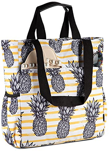 VASCHY Große Strandtasche, Strandtasche, Reisetasche, Strandtasche, große Umhängetasche für Shopping, Sommer-Schultertasche, Sommerananas, Taglia unica