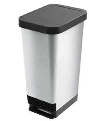 TFGTOOLS 45 LITRE / 45L SILVER MODA PEDAL KITCHEN BATHROOM BIN RUBBISH WASTE OFFICE