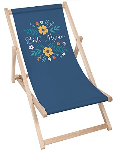 DreamRoots Muttertagsgeschenk für Mama Liegestuhl Holz klappbar aus Buchenholz, bis 130 kg belastbar, verstellbare Rückenlehne faltbar und robust für Garten oder Terrasse