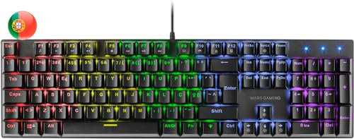 Mars Gaming MK422 Nero, Tastiera Meccanica Gaming RGB, Antighosting, Switch Meccanico Blu, Lingua Portoghese