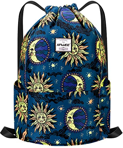 Wasserdicht Kordelzug Rucksack mit Innentasche Groß Turnbeutel Kordelzu | Tagesrucksack Tunnelzug Tasche Sporttasche Unisex für Frauen Männer Reise Alltag Outdoor Yoga Schule Strand Schwimmen