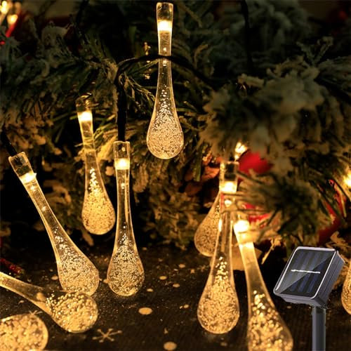 Solar-Lichterkette für den Außenbereich,Weihnachtsdeko LED Lichterketten für Zimmer, Fensterdeko WeihnachtenWeihnachten, Party, Hochzeit, Balkon, Lichterketten Innen Außen5M, Warm White