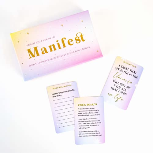 Dream Big & Manifest - 100 Cards - Mindfulness & Wellbeing Card Pack. Tips & Tricks to Manifest Your Wildest Dreams and Goals.