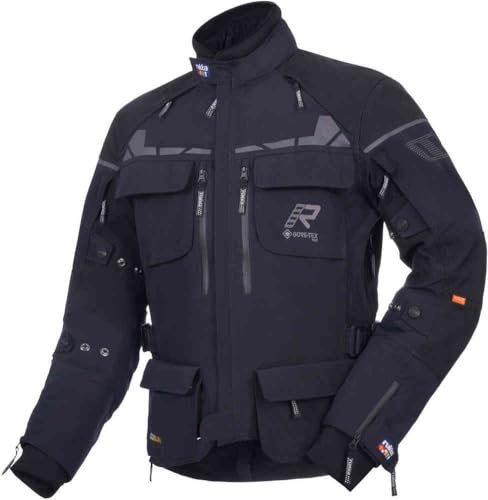 rukka Gore-Tex PRO Motorradjacke ECUADO-R 3-Lagen-Laminat Cordura CE AA mit Taillengürtel und D3O Air XTR Protektoren, schwarz, 50