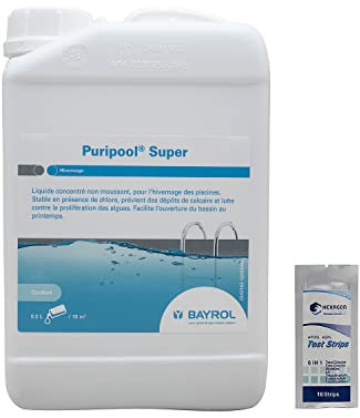 BAYROL PURIPOOL Super Liquide - 3L | Hivernage - Ultra Concentré - Non moussant + 10 Tests HPS OFFERTS 6 en 1