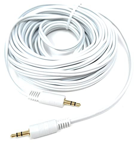 DRUT 10m 3.5mm to 3.5mm Stereo Audio AUX Cable Gold Connectors, Small 3 pin Jack to Jack Speaker Lead 33ft White