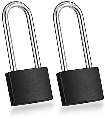 Guliffen Aluminium-Vorhängeschloss mit Schlüssel, 5.4 cm langes Bügelschloss mit 2 Schlüsseln, Schloss und Schlüssel für Außenzaun, Schuppen, Aufbewahrungseinheit, Tor, Garagen, 2 Stück