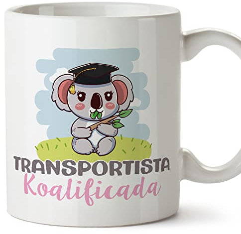 MUGFFINS Tazas para TRANSPORTISTA mujer - En Español - Koalificado/koalificada - 11 oz / 330 ml - Regalo original y divertido