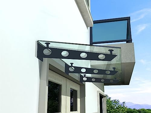 BuyLando.Shop - (Typ-7016) Glasvordach VSG Türdach Hausdach Pavillion Pergola Überdachung inkl Ral7016 Halter (S-Träger, 200x90cm Klarglas 3er)