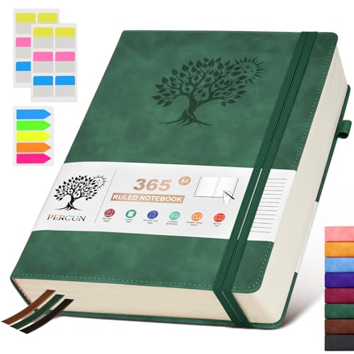 A4 Lined Journal Notebook - 365 Page Large Leather Journals for Writing Women & Men，Hardcover Notebook with 100Gsm Thick Pages，Daily Diary for Travel，Work，School，Note Taking，College Ruled (8.5 x