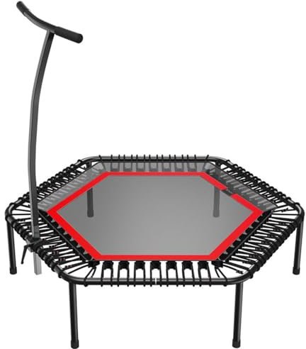 bellicon Jumping Fitness Trampolin 137cm bis 150 kg (Extra Stark) | 3-teiliger Rahmen mit Haltegriff - Einfacher Aufbau | Mit Patentierten Seilringen | Das Original - Made in Germany (Rot)
