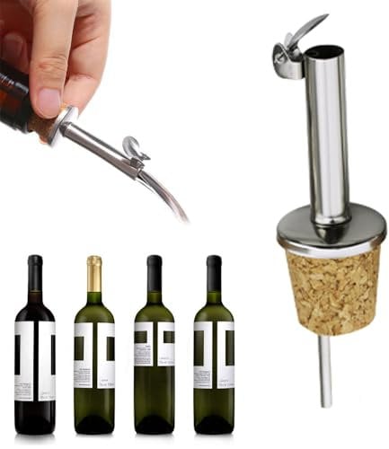 1 Pcs Stainless Steel Cork Bottle Pourer Cork with Lid Pourer Olive Oil Cork Pourer with Hinged Flip Top Cap for Wine, Syrup, Liquor