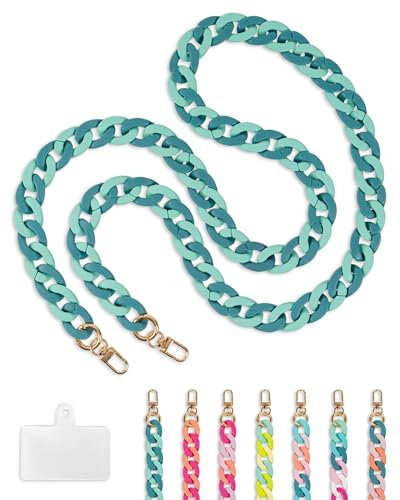 Franzy Munich Handykette Universal Handykette Perlen Handyband zum Umhängen - für alle Smartphones - 120cm lang mit goldenen Karabinern & verstärktem Patch – einzigartige, stylishe Farben