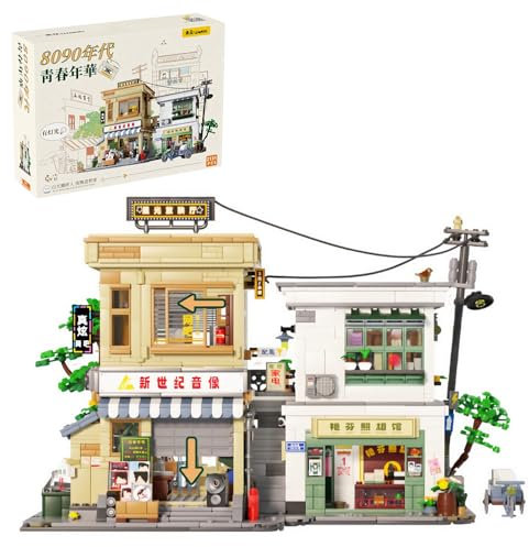 MISINI M6207 Retro Street View Bausteine Set, 2131 PCS Modulare Ziegel Haus Modelle, MOC Klemmbausteine kreative architektonische Spielzeug Geschenke für Männer, Jugendliche und Kinder