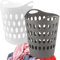 Large Tall Lightweight Plastic Flexi Laundry Baskets Grey or White Flexible Washing Clothes Storage Hamper Bin (2, White)