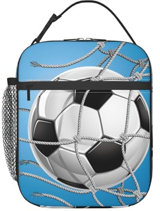 cromcu Insulated Lunch Box for Men Boys Kids Soccer Lunch Box for Work,Picnic,School,Travel,Hiking,Beach or Fishing Polyester Sport Soccer Theme Lunch Bag