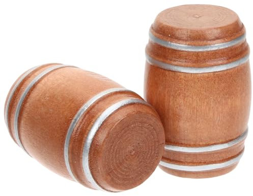 HEMOTON Lot de 2 tonneaux de bière Mini Accessoires de Maison Baril de vin Miniature en Bois Tonneau de vin ature décoration de Maison Tonneau en Bois Minuscule tonneau en fûts en