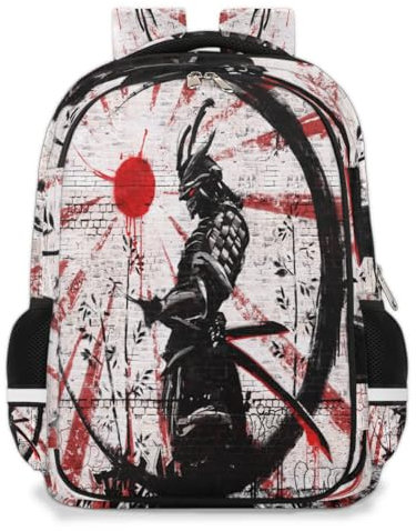 Japanischer roter Sun-Krieger-Rucksack, multifunktionaler Rucksack, japanischer Rucksack, Schule, Büchertasche, Wandern, Reisen, lässiger Laptop-Tagesrucksack, Taschen für Jungen, Mädchen, Männer,