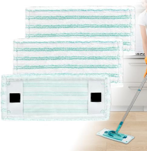 Riisoyu Leifheit Lot de 3 serpillères de rechange pour balai à franges Leifheit Clean Twist M Ergo Micro Duo - En microfibre efficace - Pour tous les sols